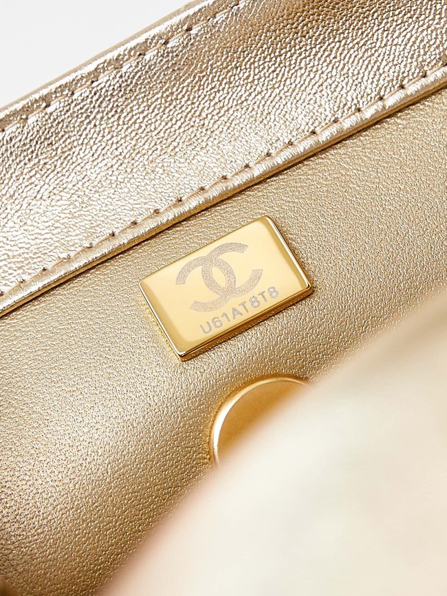 Chanel MINI FLAP BAG WITH TOP HANDLE AS5001 gold