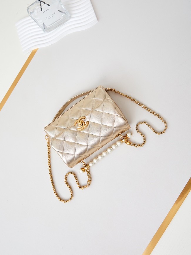 Chanel MINI FLAP BAG WITH TOP HANDLE AS5001 gold