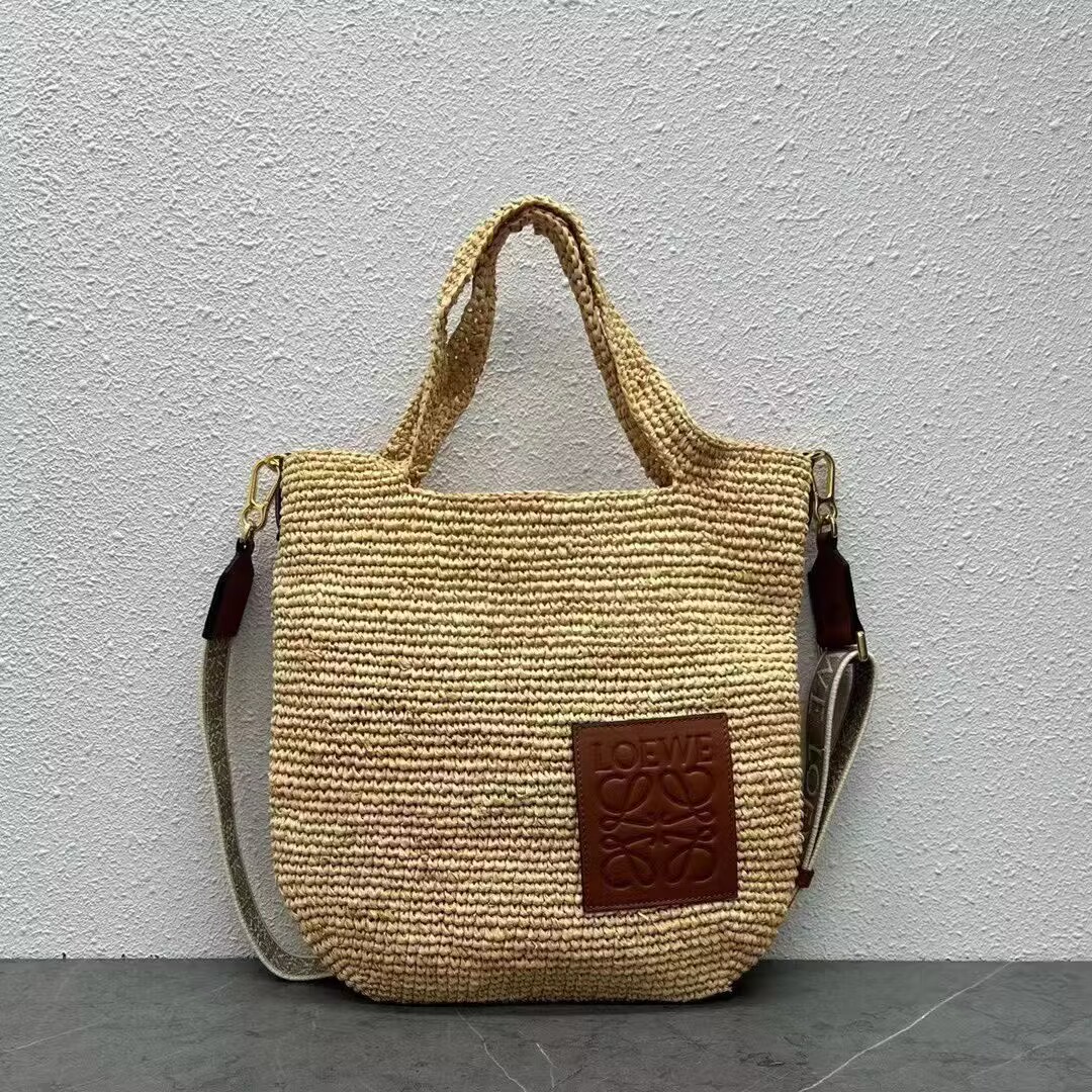 Loewe Woven Raffia Slit Mini Tote Bag 82020 Tan