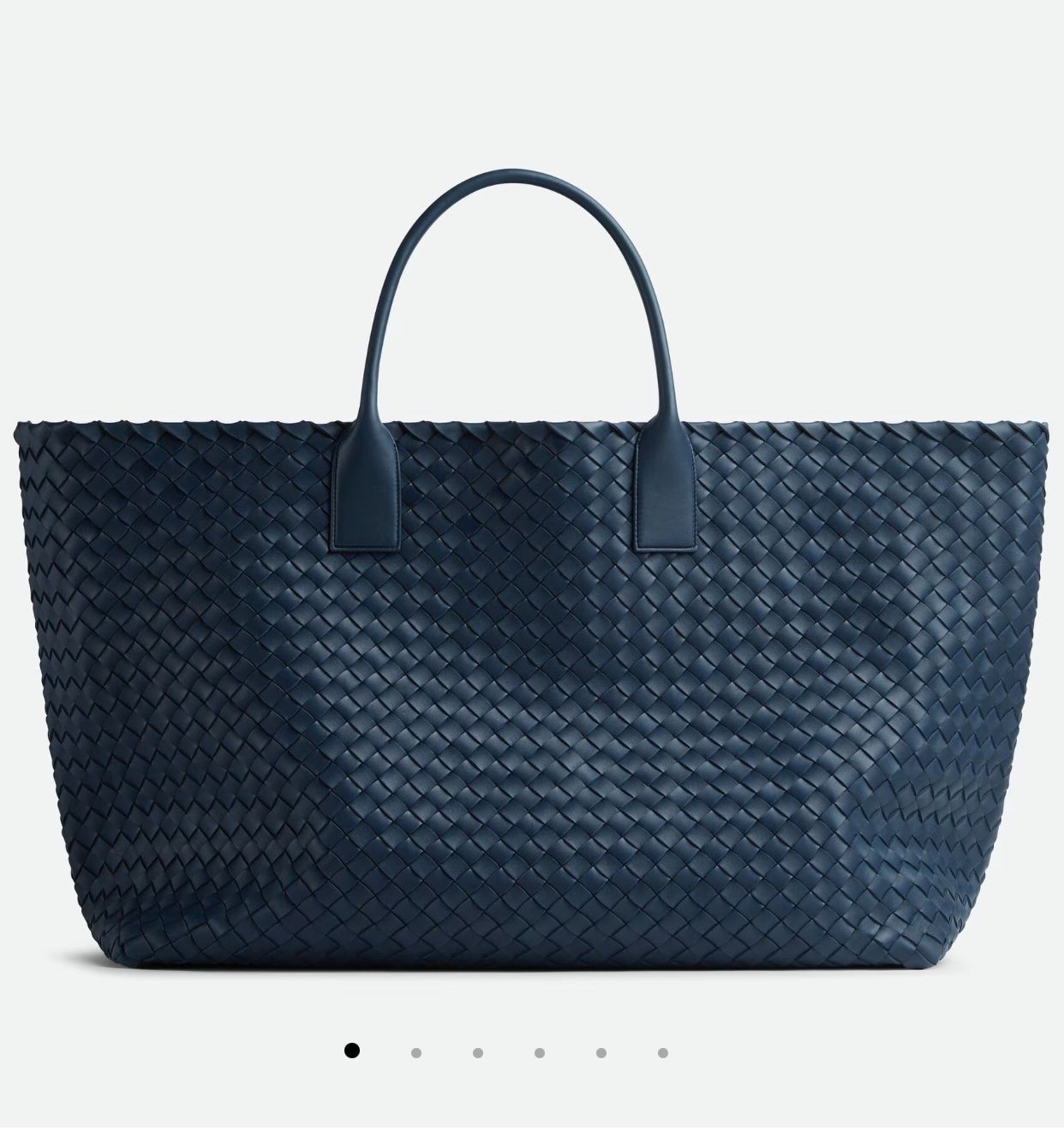 BOTTEGA VENETA Maxi Cabat Intreccio Leather Tote Bag 787115 Deep Blue