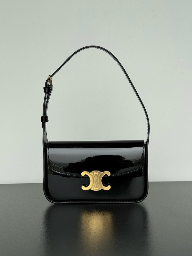 CELINE SHOULDER BAG TERENCE IN PATENT CALFSKIN 118313 black