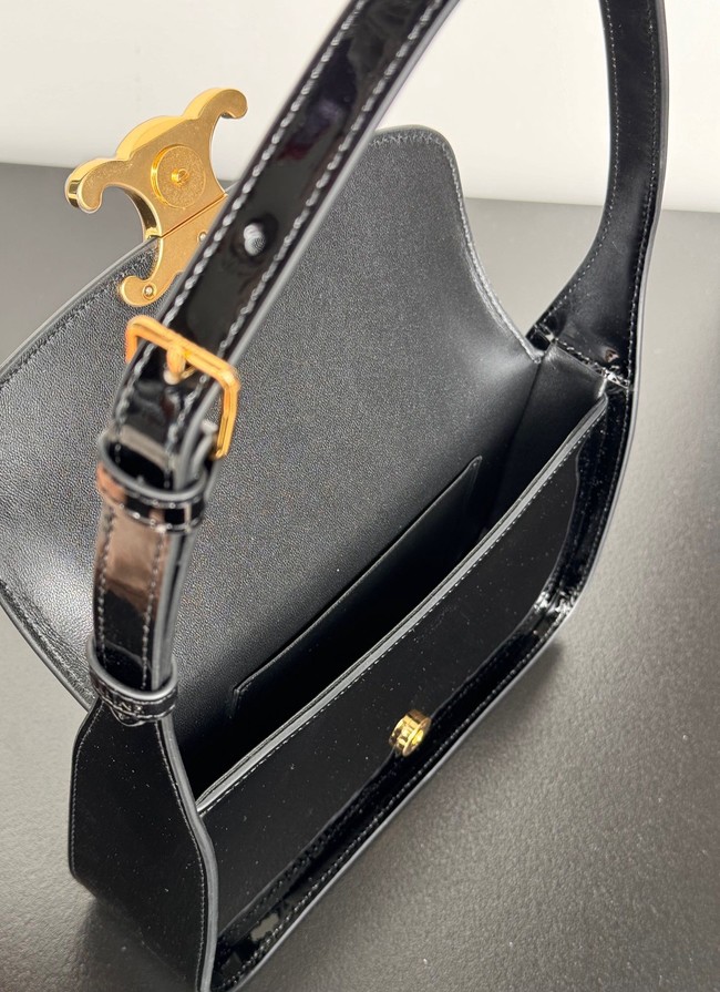 CELINE SHOULDER BAG TERENCE IN PATENT CALFSKIN 118313 black