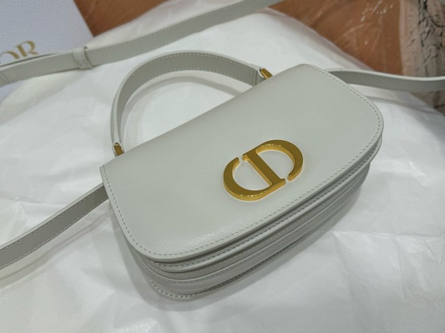 Dior Small 30 Montaigne Avenue Top Handle Bag Ribbed Calfskin M9370UNQ white