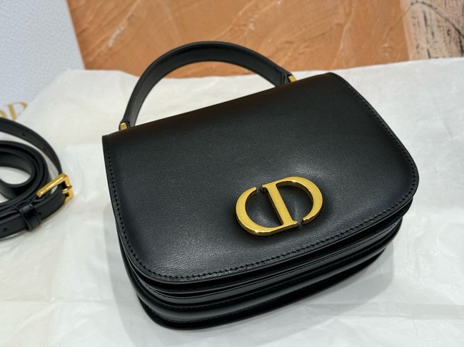 Dior Medium 30 Montaigne Avenue Top Handle Bag Ribbed Calfskin M9371UN black