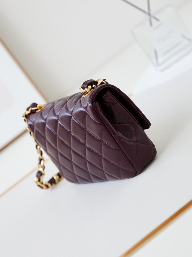 CHANEL 24B SMALL FLAP BAG AS5123 Burgundy