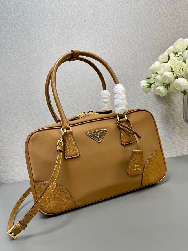 Prada Re-Edition 1978 medium Re-Nylon and Saffiano leather two-handle bag 1BB115 Cocoa Brown