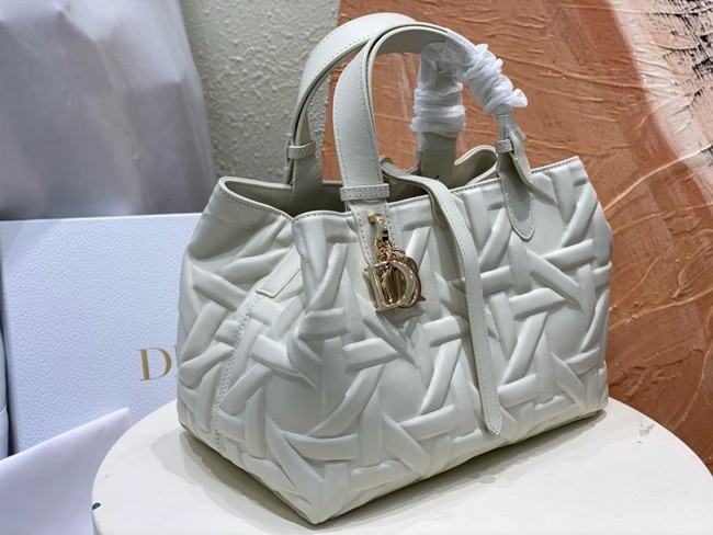 Medium Dior Toujours Bag Rope Graphic Cannage M2821OSIY white