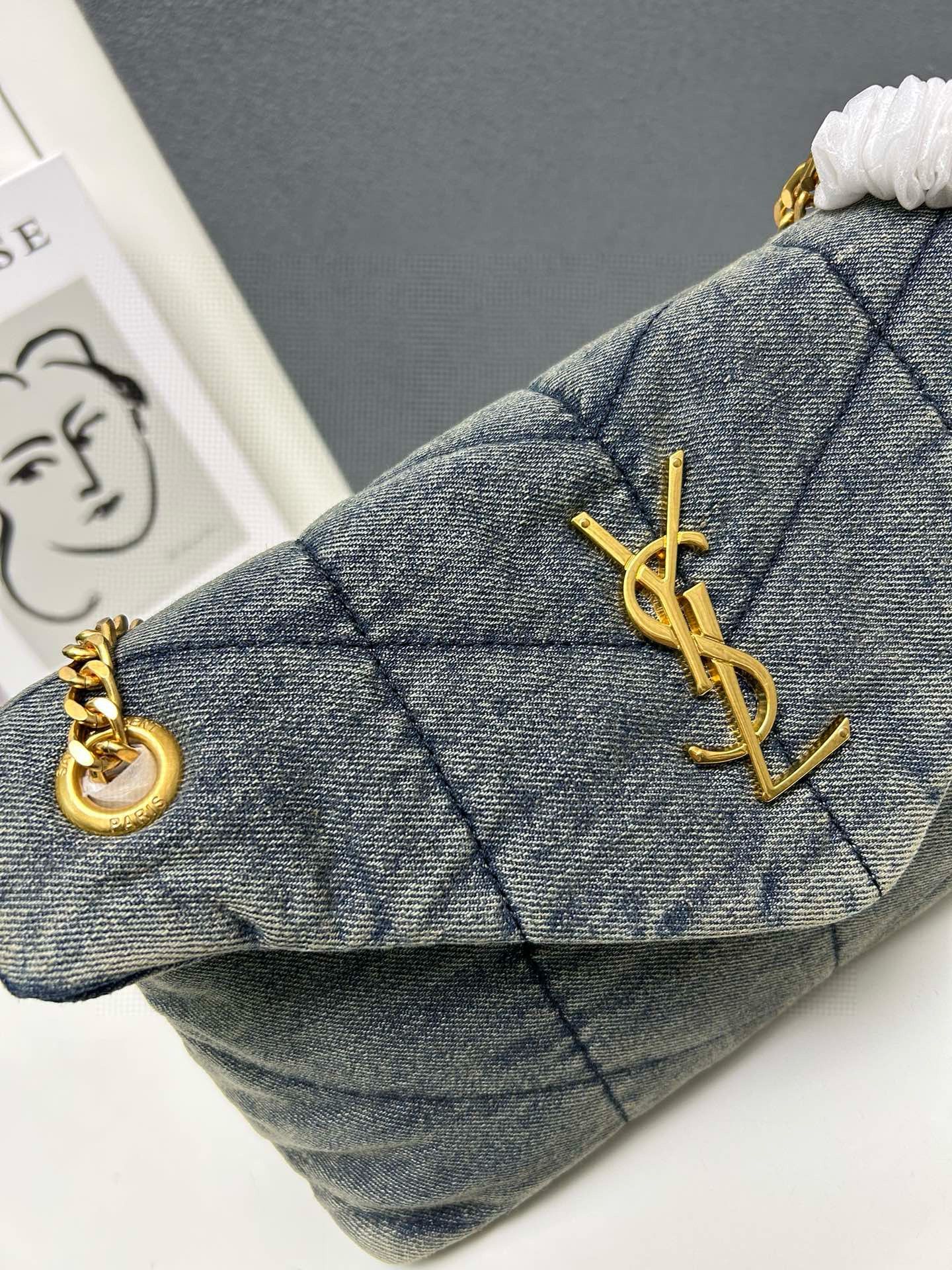 Yves Saint Laurent Loulou Puffer Denim Bag S03020 Blue