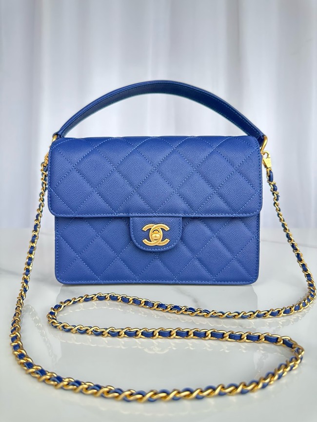 Chanel FLAP BAG WITH TOP HANDLE AS5166 Navy Blue