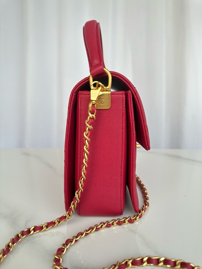 Chanel FLAP BAG WITH TOP HANDLE AS5166 red