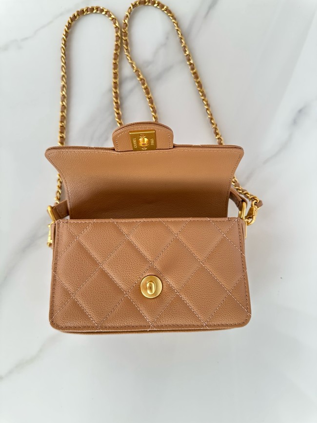 Chanel MINI FLAP BAG WITH TOP HANDLE AS5164 Camel