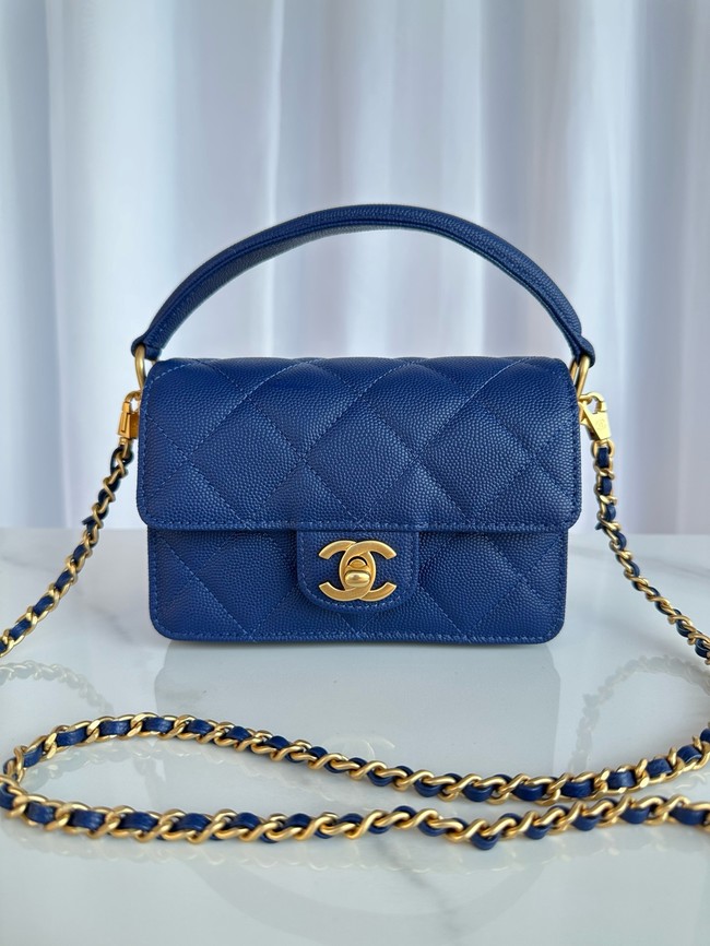 Chanel MINI FLAP BAG WITH TOP HANDLE AS5164 Navy Blue