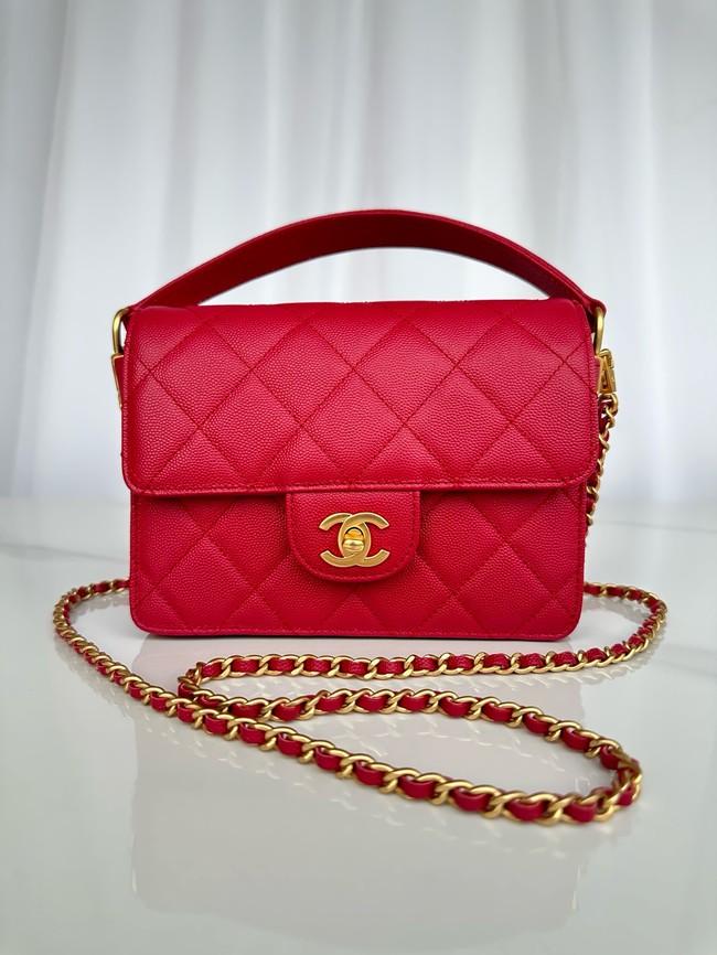 Chanel MINI FLAP BAG WITH TOP HANDLE AS5165 red