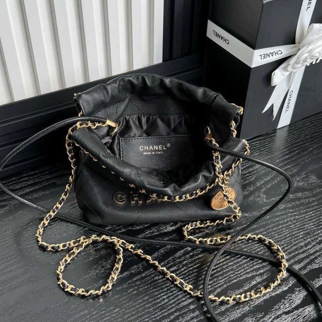 CHANEL 22 MINI HANDBAG Grained Calfskin AS3980 black