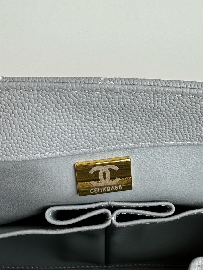 Chanel LARGE FLAP BAG WITH TOP HANDLE A92991 gray