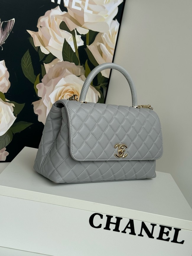 Chanel LARGE FLAP BAG WITH TOP HANDLE A92991 gray