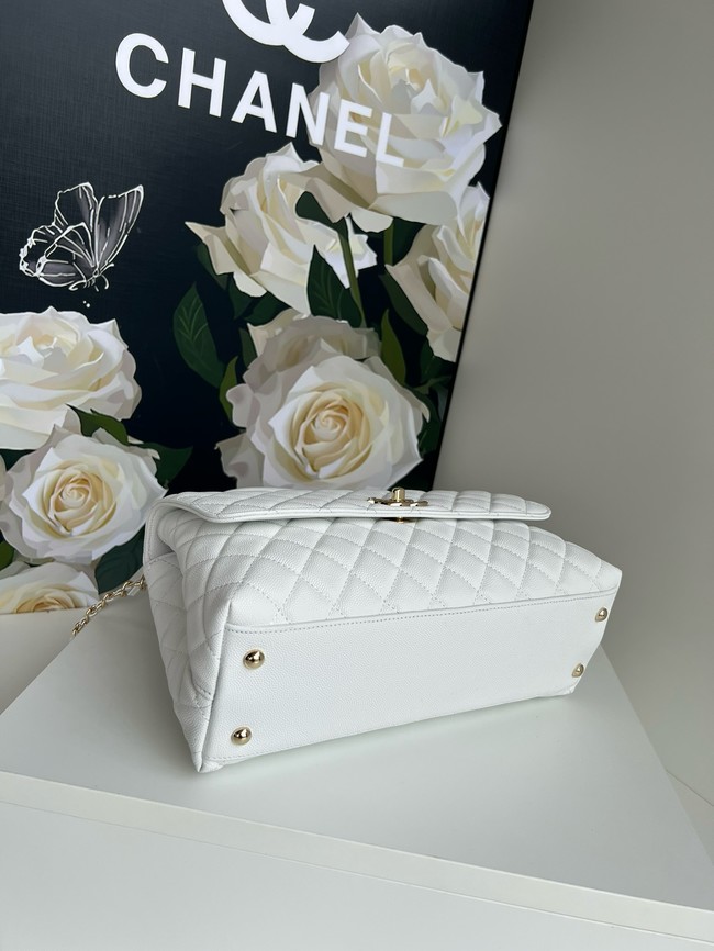 Chanel LARGE FLAP BAG WITH TOP HANDLE A92991 white