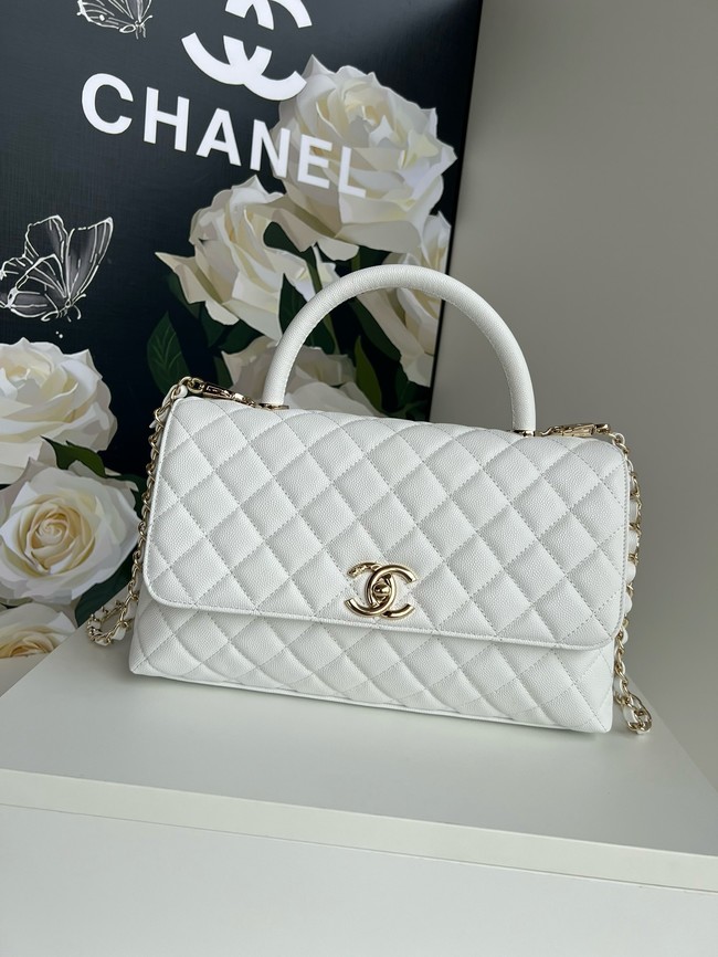 Chanel LARGE FLAP BAG WITH TOP HANDLE A92991 white