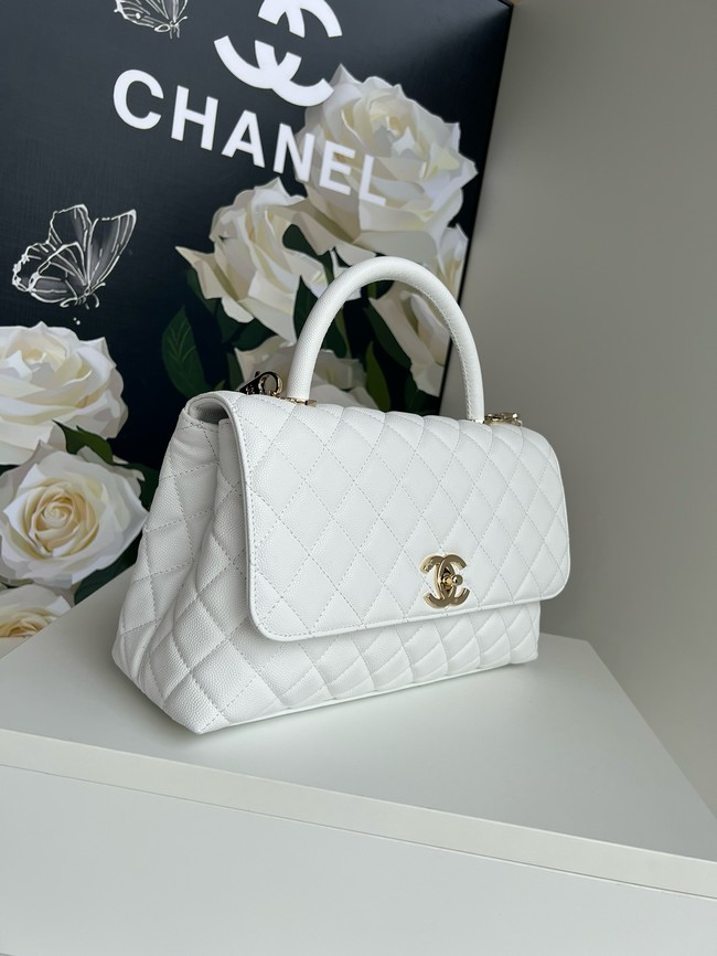 Chanel LARGE FLAP BAG WITH TOP HANDLE A92991 white