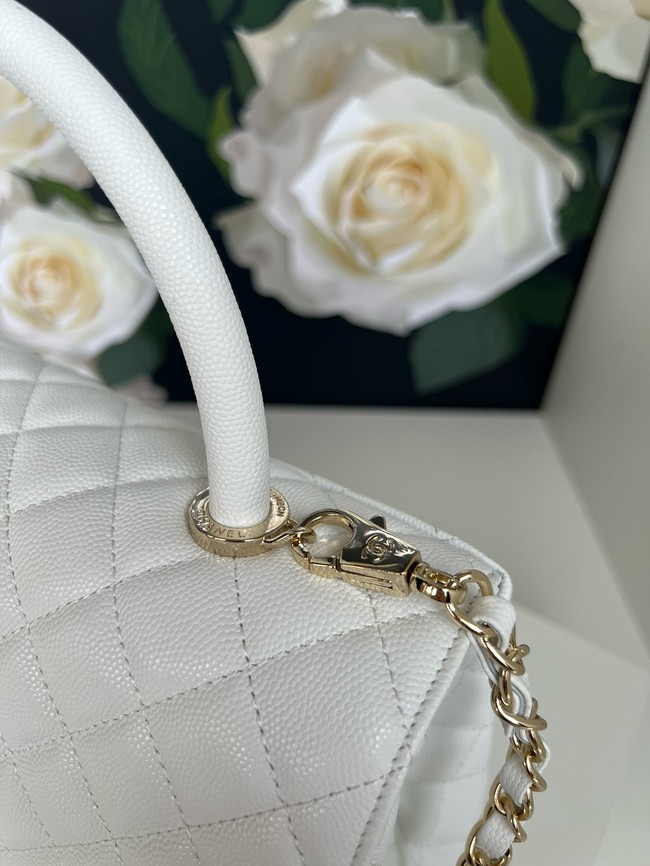 Chanel LARGE FLAP BAG WITH TOP HANDLE A92991 white