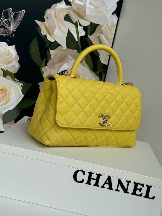 Chanel LARGE FLAP BAG WITH TOP HANDLE A92991 yellow