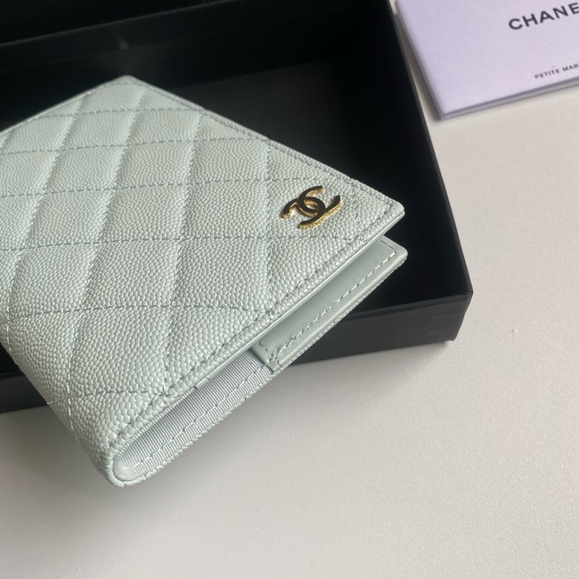 Chanel Calfskin Leather & Gold-Tone Metal Wallet B80385 light green