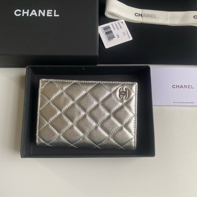 Chanel Leather Wallet B80385 Silver