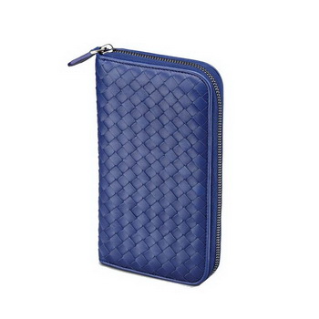 Bottega Veneta 114076 V001N 4223 Intrecciato Nappa Zip Around Wallet Sapphire