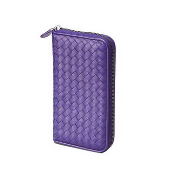 Bottega Veneta 114076 V001N 5102 Intrecciato Nappa Zip Around Wallet Violet