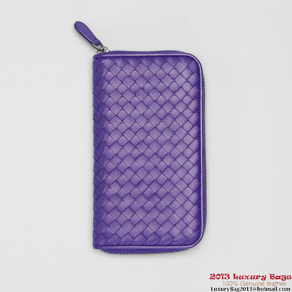 Bottega Veneta 114076 V001N 5102 Intrecciato Nappa Zip Around Wallet Violet