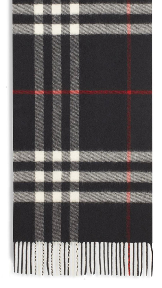 Burberry Cashmere Black Giant Check Scarf