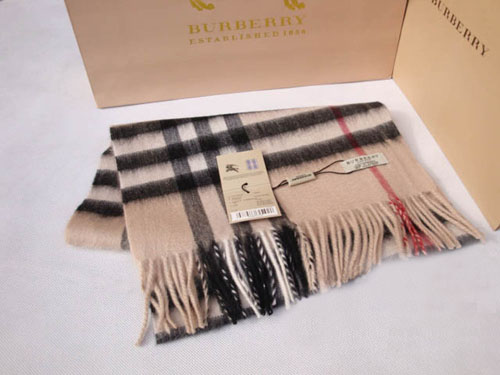 Burberry Cashmere Light Camel Giant Check Scarf