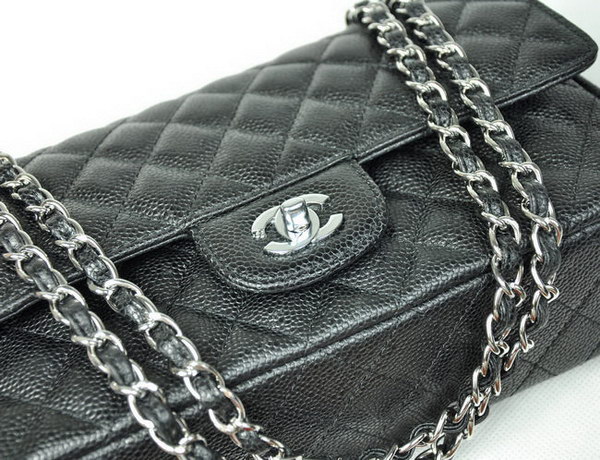 Chanel 2.55 Quilted Flap Bag 1112 Black with Silver Hardware