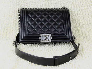 Hot Style Chanel A67025 Le Boy Flap Shoulder Bag In Black Sheepskin Leather