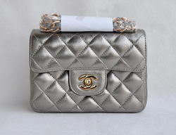 Chanel Classic Iron Gray Lambskin Golden Chain Quilted Flap Bag 1115