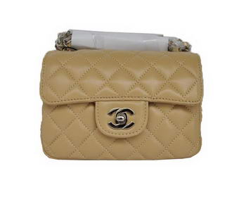 Cheap Chanel Classic mini Flap Bag 1115 Apricot Sheepskin Silver Hardware