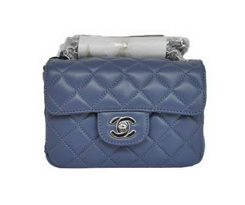 Cheap Chanel Classic mini Flap Bag 1115 Blue Sheepskin Silver Hardware