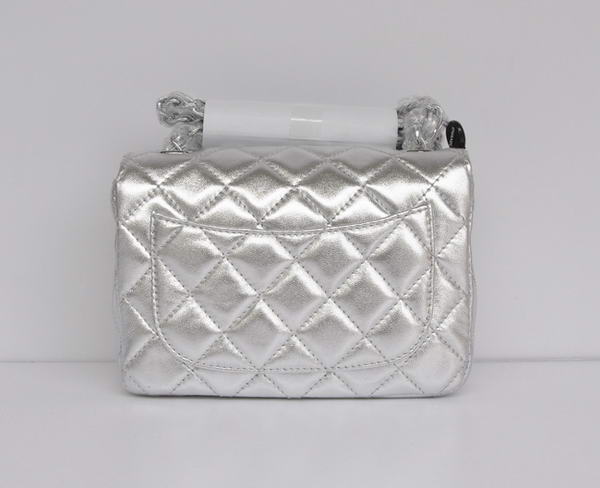 Cheap Chanel Classic mini Flap Bag 1115 Light Silver Sheepskin Silver Hardware