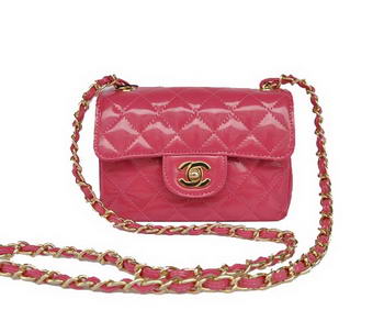 Cheap Chanel Classic mini Flap Bag 1115 Peach Patent Golden Hardware