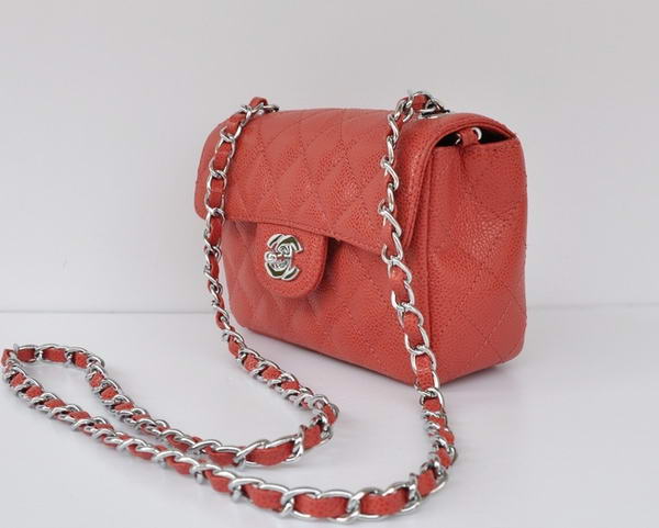 Cheap Chanel Classic mini Flap Bag 1115 Red Leather Silver Hardware