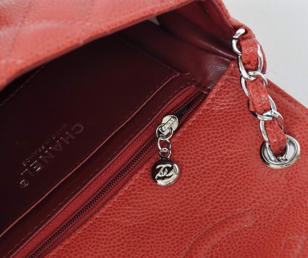 Cheap Chanel Classic mini Flap Bag 1115 Red Leather Silver Hardware