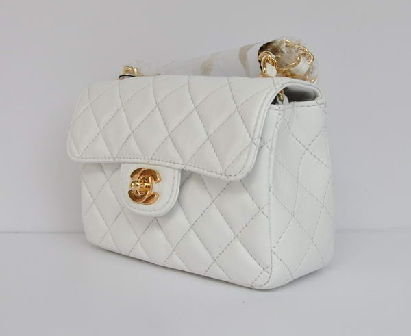 Cheap Chanel Classic mini Flap Bag 1115 White Sheepskin Golden Hardware