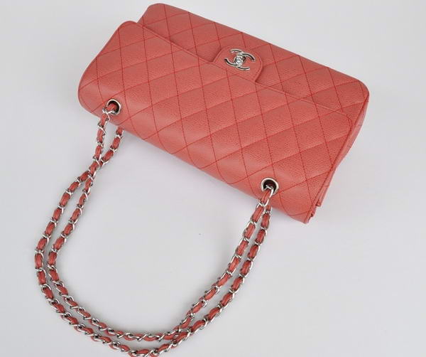 Cheap Chanel 2.55 Series Flap Bag 1113 Red Leather Silver Hardware