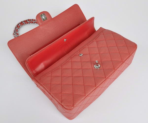 Cheap Chanel 2.55 Series Flap Bag 1113 Red Leather Silver Hardware