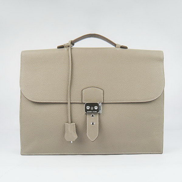 Hermes Sac Depeche 38cm Briefcase Clemence Grey