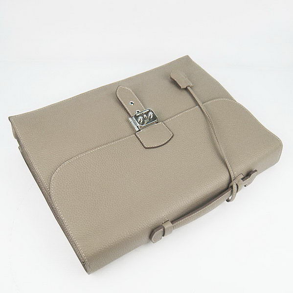 Hermes Sac Depeche 38cm Briefcase Clemence Grey