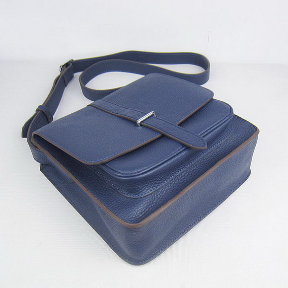 Hermes Deep-Blue Cow Leather Messenger Bags H2811