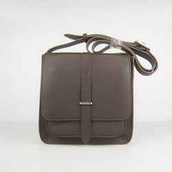 Hermes Deep-Coffee Cow Leather Messenger Bags H2811