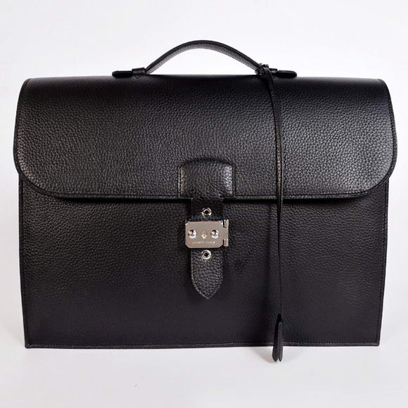 Hermes Sac Depeche 38cm Briefcase Clemence Black