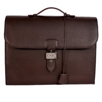 Hermes Sac Depeche 38cm Briefcase Clemence Brown